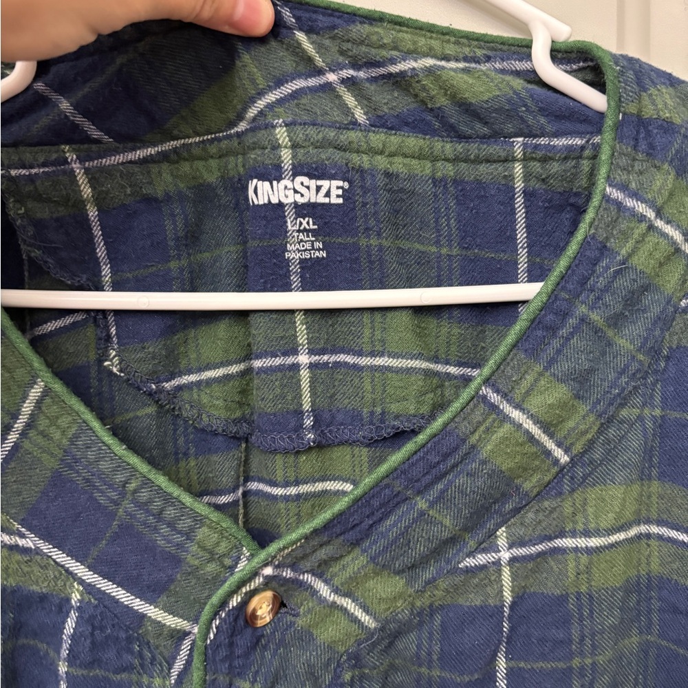 Men's Blue and Green Plaid Nightgown - Picture 5 of 6